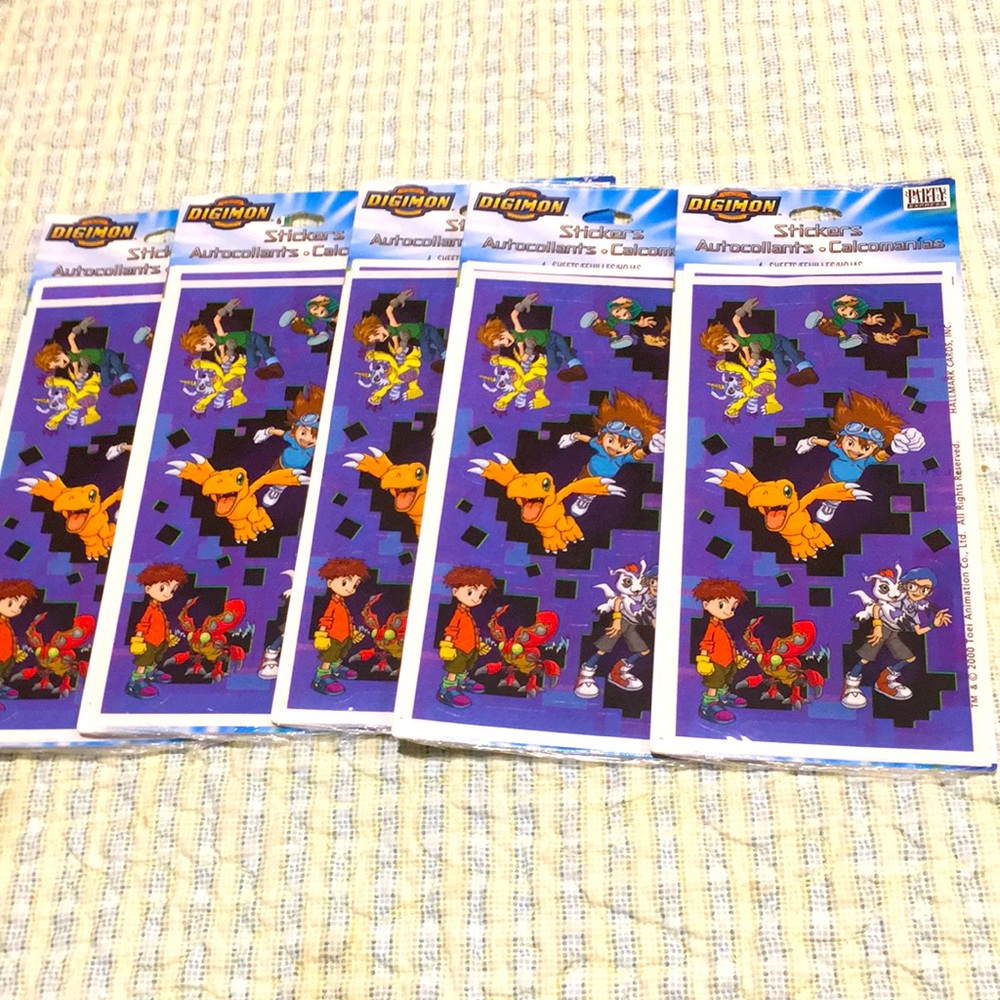 Digimon Stickers set of 5 with 4 sheets each NEW sealed 100 sticker Birthday Fun
